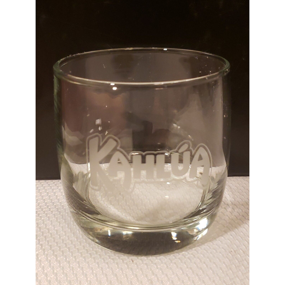 Round Etched Kahlua HighBall  Alcohol Liquor Bar Drinking Cocktail Glass - Picture 1 of 3